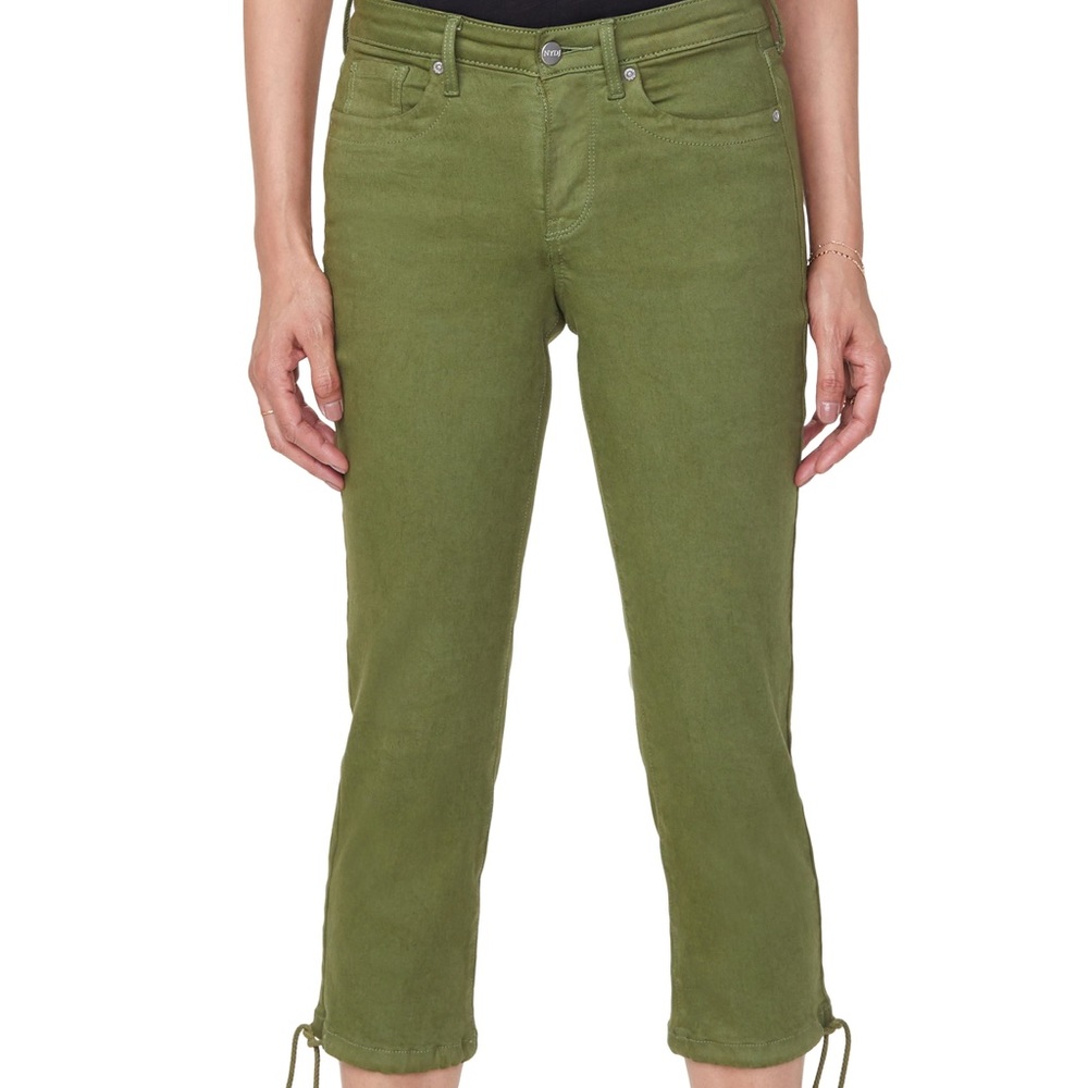 NYDJ - Capris With Drawcord Hem Pants - Olivine Green - Size 6 NWT